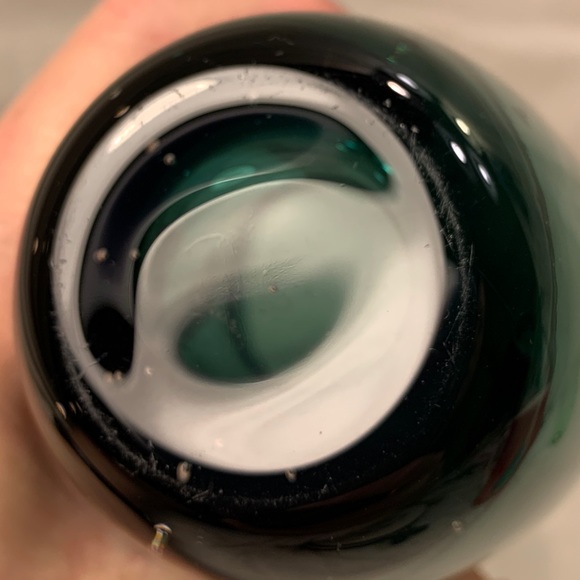 Handblown, Controlled Bubbles, Ombré Art Glass Vase Tumbler Blue/Green - Picture 7 of 10